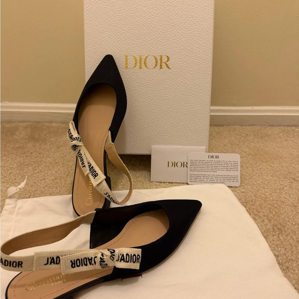 Dior Women's Black J'Adior Slingback Flats - Picture 3 of 5